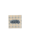 3” x 3” OG Graffiti Throwie Splash Logo Beige British Plaid Twill FABRIC STICKER *ONLY 7 PRODUCED*
