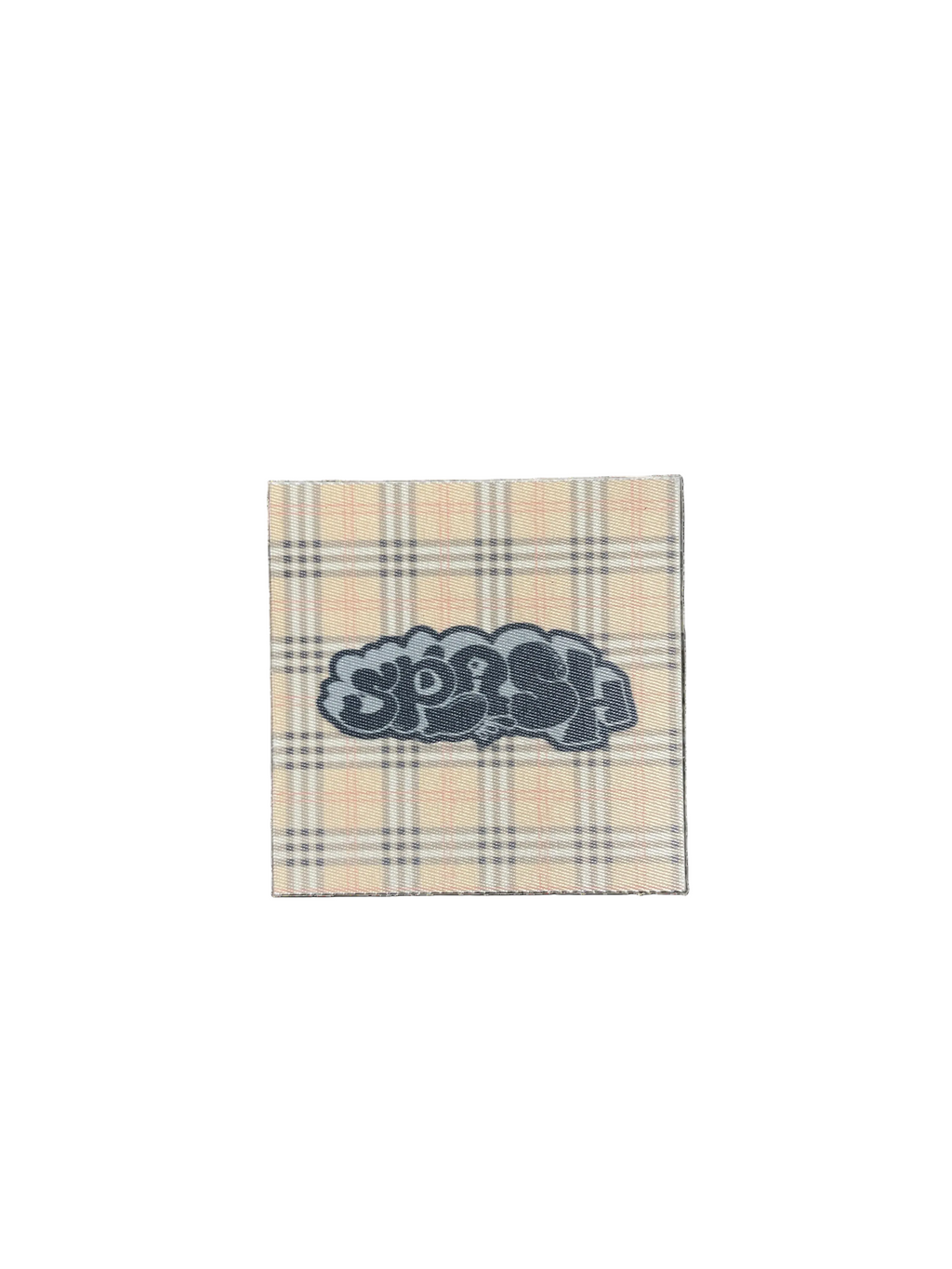 3” x 3” OG Graffiti Throwie Splash Logo Beige British Plaid Twill FABRIC STICKER *ONLY 7 PRODUCED*
