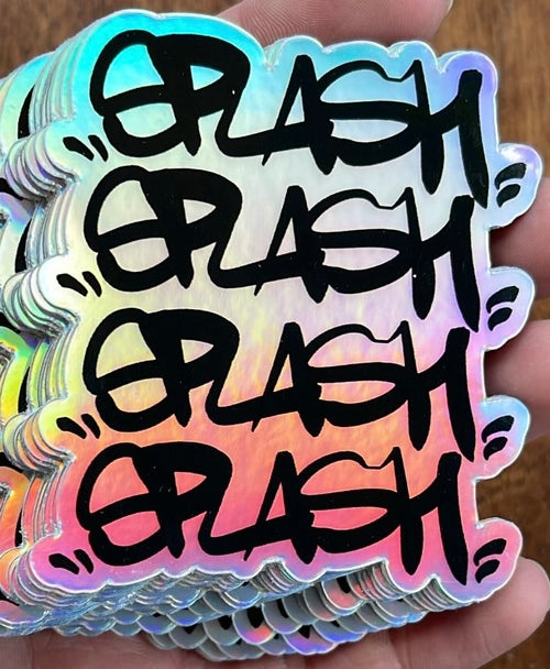 2.81” x 3” Holographic Graffiti Splash Tag 4 Down Waterproof Vinyl Die Cut Sticker