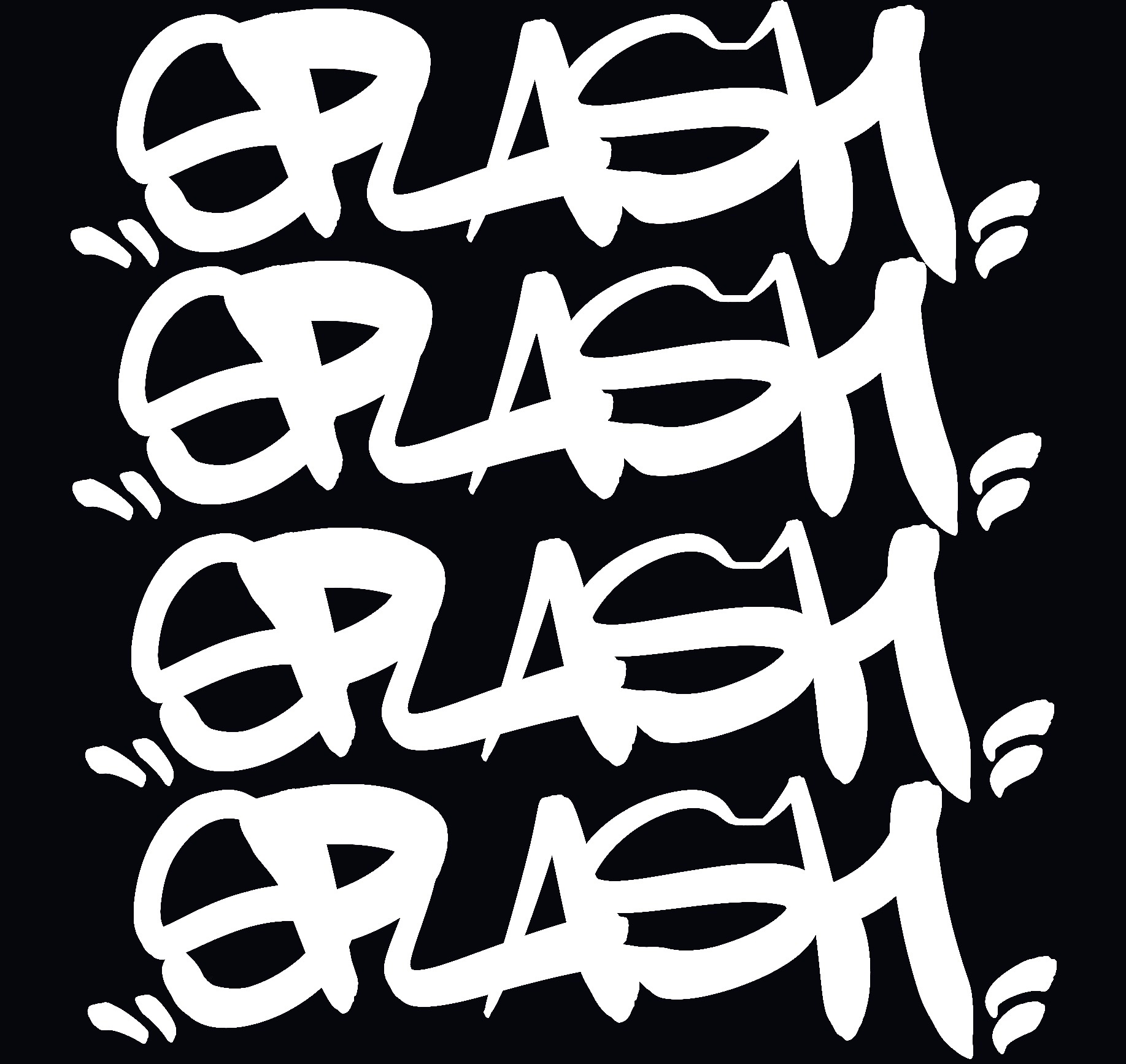 3” x 3” White on Black Graffiti Splash Tag 4 down Fridge Magnet