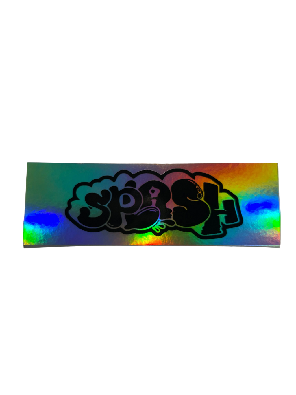 Graffiti Splash Tag Black ink on Mixed vinyl: half Silver Foil half Holographic
4.25 x 1.38" Rectangle Sticker