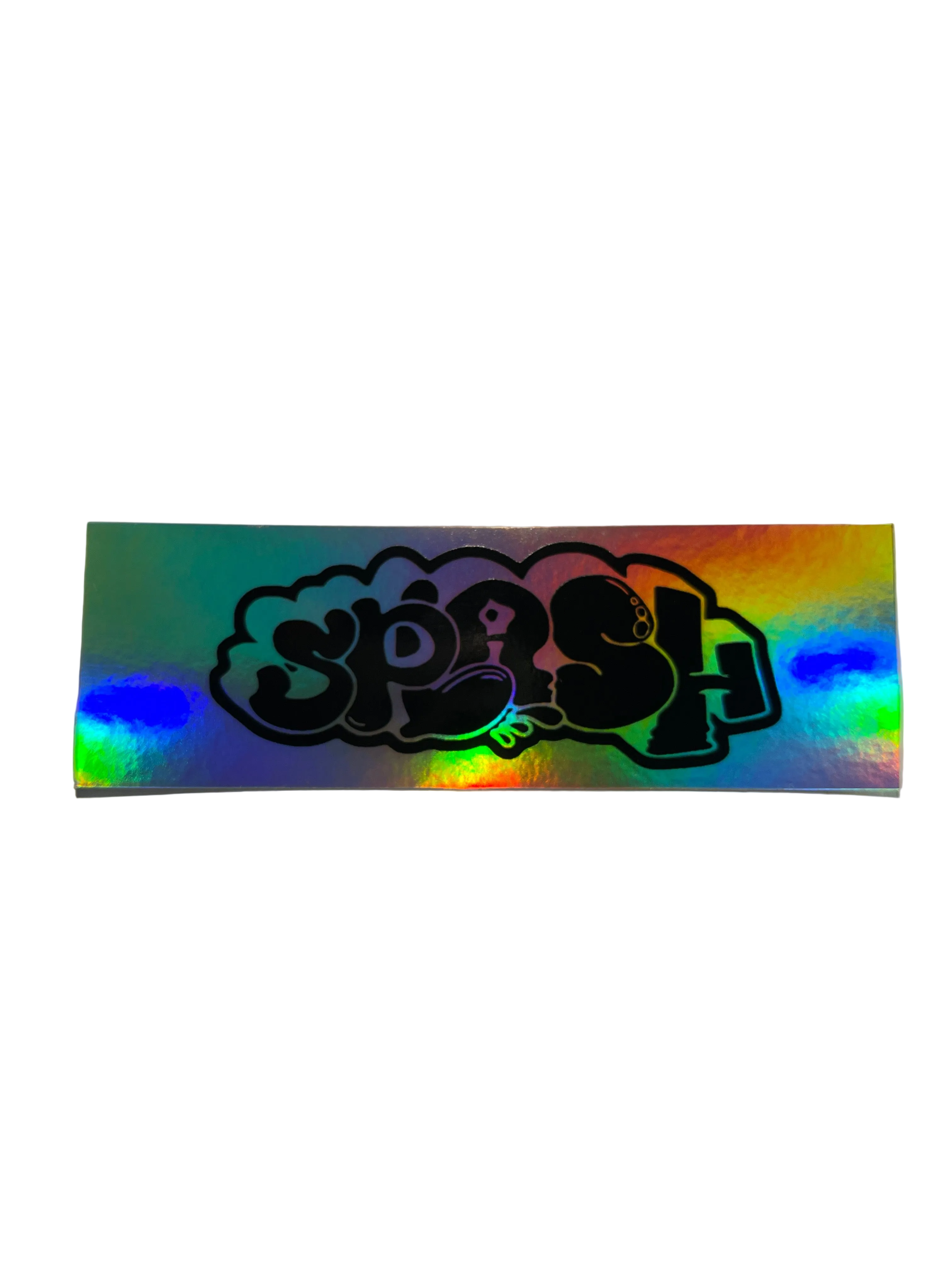 Graffiti Splash Tag Black ink on Mixed vinyl: half Silver Foil half Holographic
4.25 x 1.38" Rectangle Sticker