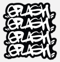 3” x 2.81” Graffiti SPLASH 4 Down Tag White on Black Magnet
