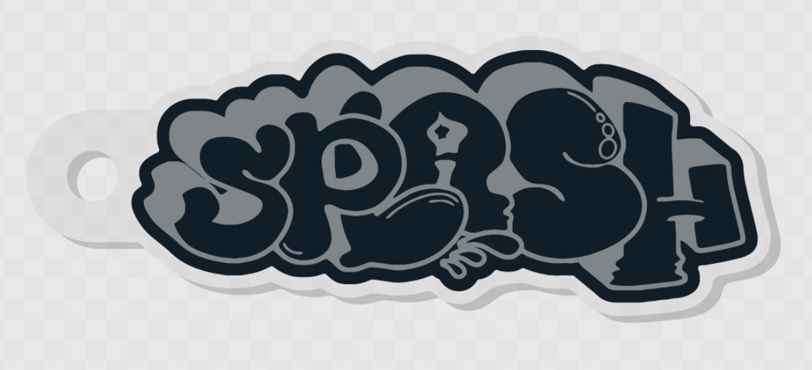 2” x 0.86” OG Graffiti Splash Logo Black & Gray Keychain