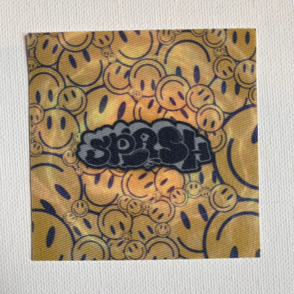 3” x 3” Trippy Psychedelic￼ Smiley Faces OG Graffiti Throwie Gray/Black Logo Fabric Sticker *SUPER LIMITED*