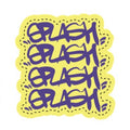 2” x 2” Purple + Yellow Graffiti Splash Tag 4 Down - Die Cut Matte Finish Waterproof Vinyl Sticker