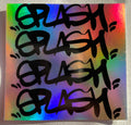 Graffiti Splash Tag Black ink on Mixed vinyl: Half Silver Foil Half Holographic
2.75 x 2.75" Square Sticker