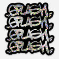 3” x 2.81” Graffiti SPLASH Tag 4 Space Disco Glitter / Black Down Die Cut  Waterproof Vinyl Sticker