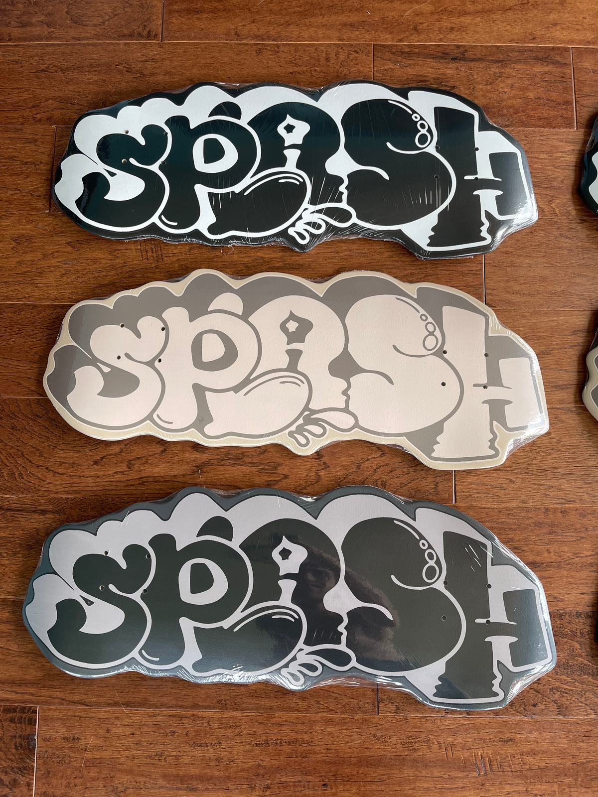 OG Graffiti Throwie Splash Logo Shaped Skateboard Deck Fully Dipped (Black / Gray) *SUPER LIMITED - ONLY 3 PRODUCED* (Copy)
