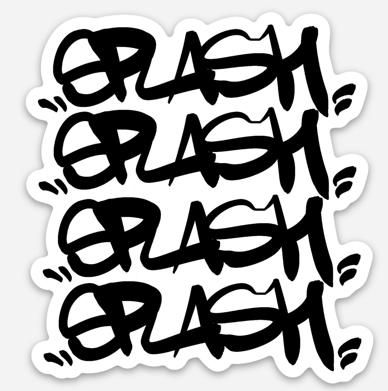 2.81″ × 3″ Black On White Graffiti Splash Tag Waterproof Matte Finish Vinyl Die Cut Sticker