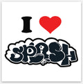 3” x 3” I love splash graffiti vinyl waterproof sticker
