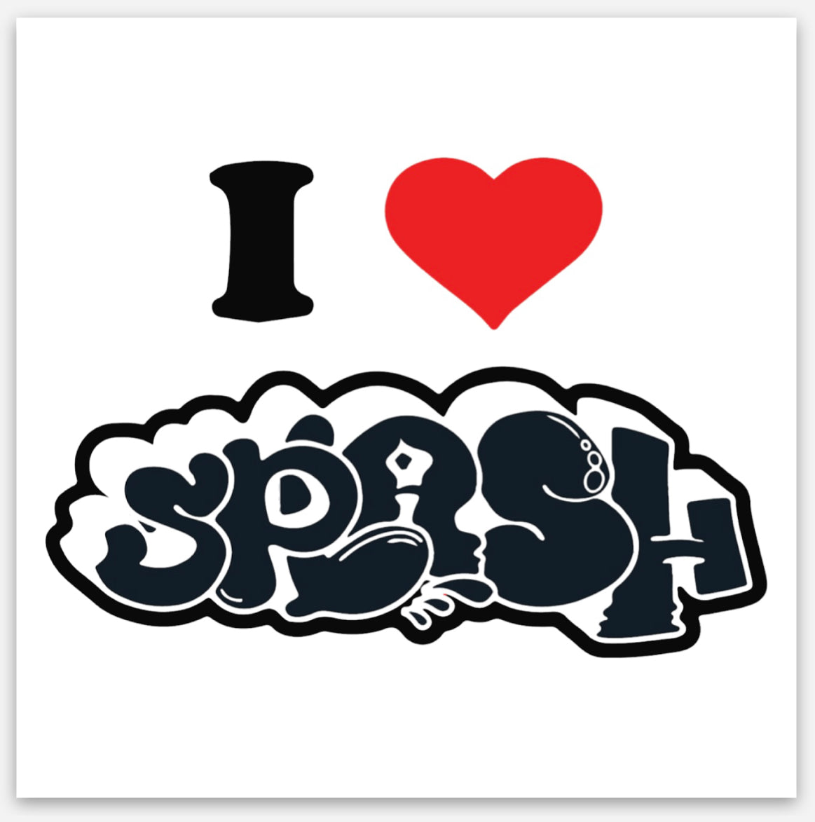 3” x 3” I love splash graffiti vinyl waterproof sticker