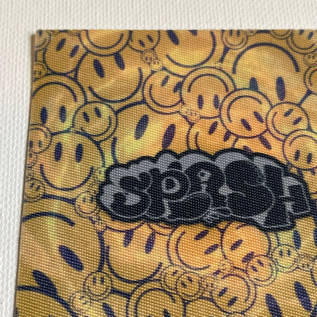 3” x 3” Trippy Psychedelic￼ Smiley Faces OG Graffiti Throwie Gray/Black Logo Fabric Sticker *SUPER LIMITED*