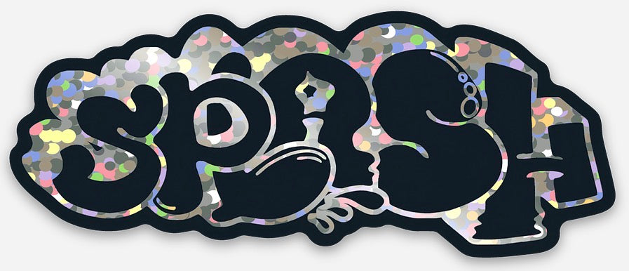 3” x 1.22” OG Graffiti Throwie Splash Logo ✨GLITTER✨ + Black Die Cut Waterproof Vinyl Sticker
