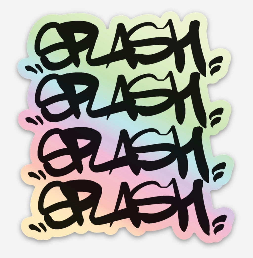 2.81” x 3” Holographic Graffiti Splash Tag 4 Down Waterproof Vinyl Die Cut Sticker